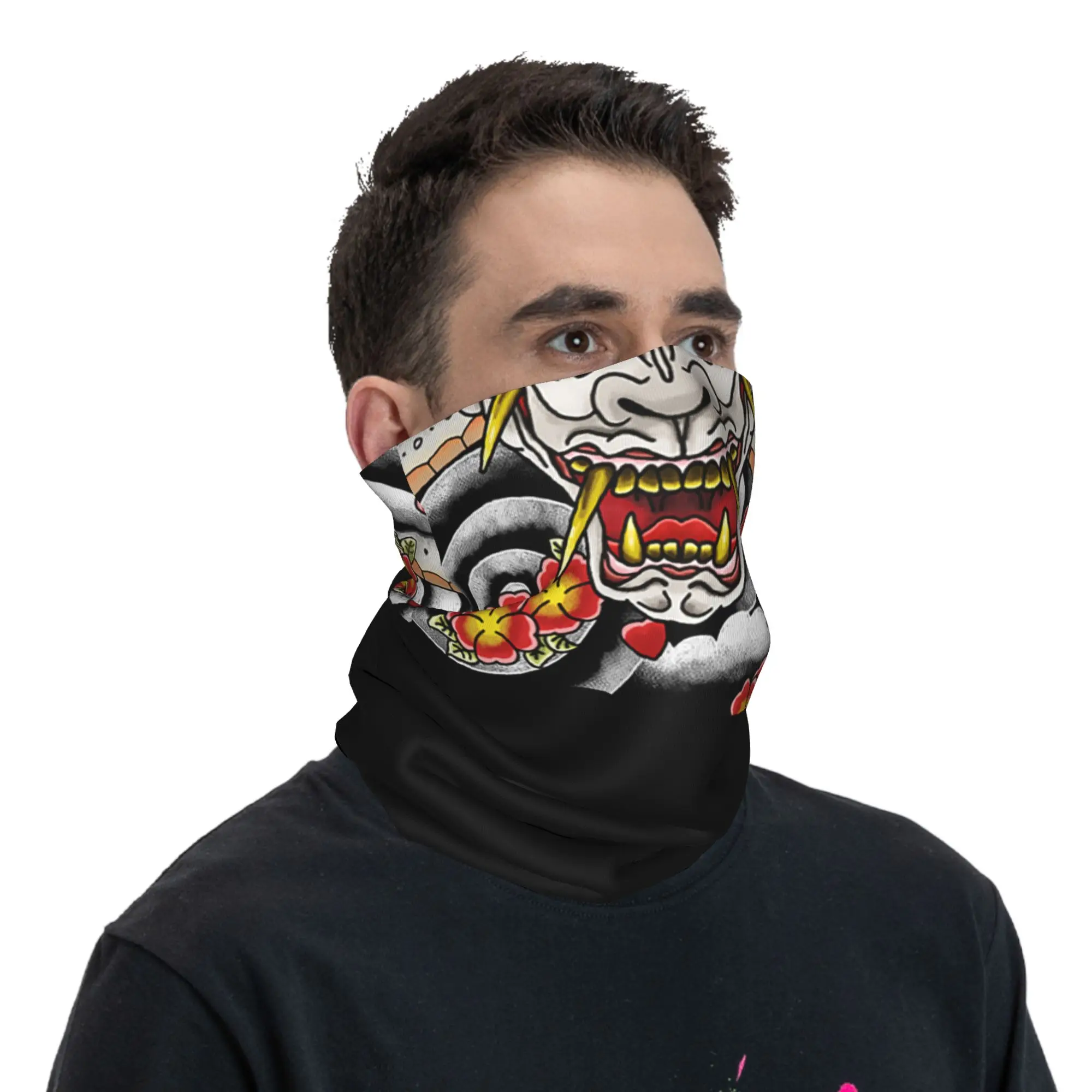 

Japan Tattoo Oni Yakuza Samurai Bandana Neck Gaiter Printed Magic Scarf Multi-use Headband Hiking Fishing Unisex Adult Washable