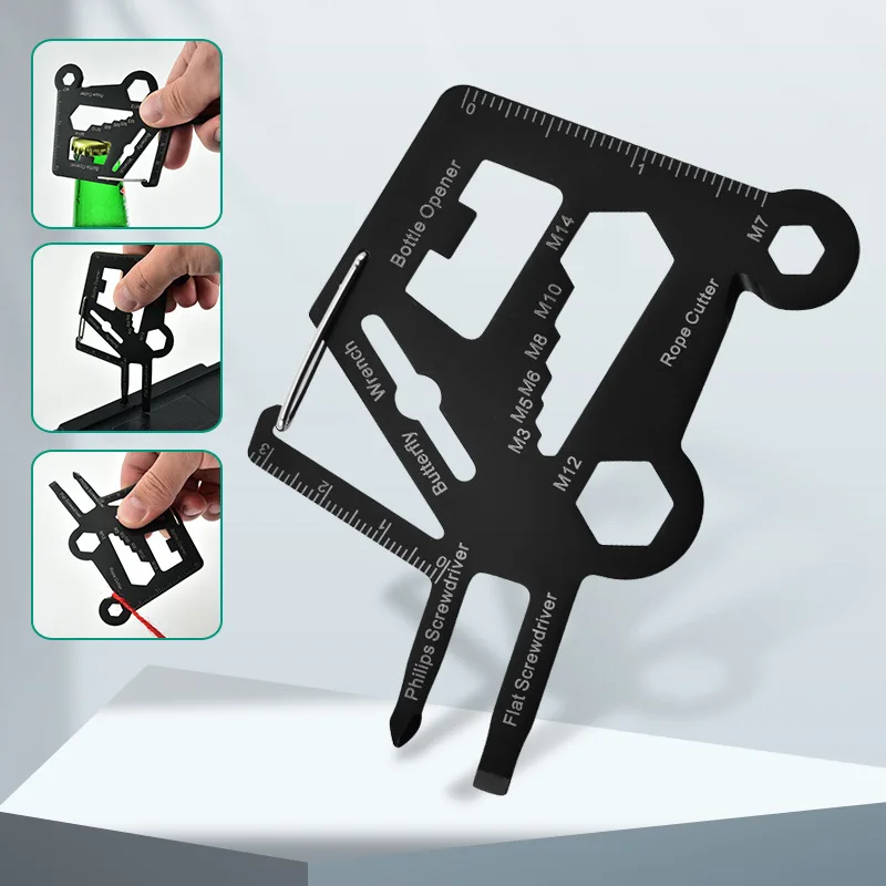 

New Stainless Steel Multifunctional Tool Card Forklift Model Outdoor Camping Survival Combination EDC Tool Card