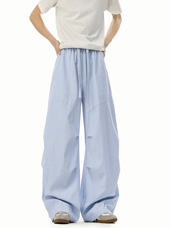 

Американские широкие брюки в полоску для молодых мужчин: легкие, летние, повседневные, в стиле парашютиста, модные и стильные.