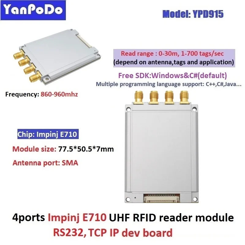 

865 МГц UHF RFID модуль TTL Uart Impinj E710 чип 4 порта RFID считыватель UHF 915 МГц мультиметки 500 бирок/сек для встроенной системы