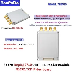 865Mhz UHF RFID Module TTL Uart Impinj E710 Chip 4 Ports RFID Reader UHF 915Mhz Multi-Tags 500 Tags/sec For Embedded System