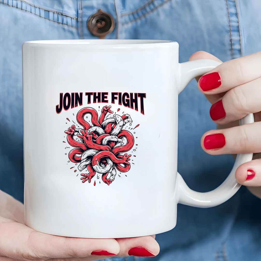 

11oz Cup + Passionate Red & Black Pattern + Kids Family Office Cup + JOIN THE FIGHT Theme Cup - Essential Christmas Gift