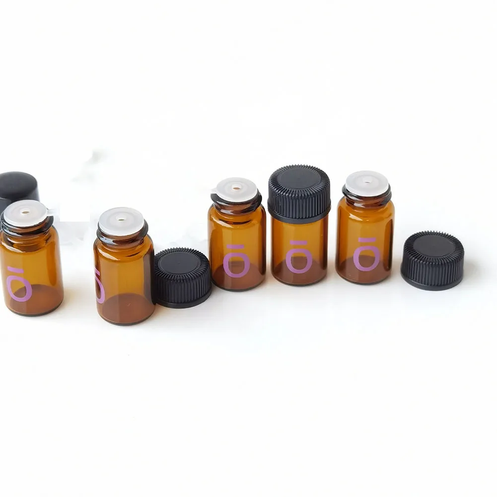 30/50/100pcs 2ml Amber Glass Bottle Small Essential Oil Bottle Containers For Perfume Mini Sample Glass Container For Fragrance