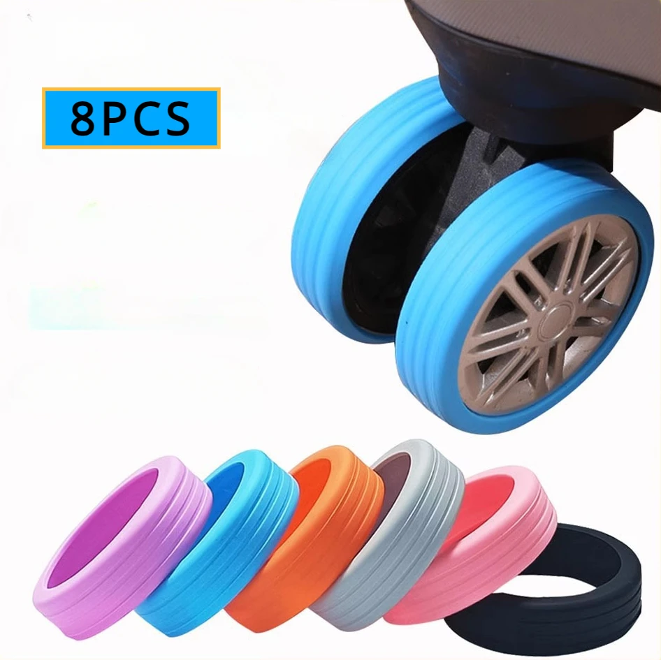 Silicone Wheels Caster Shoes Luggage Wheels Accessories Travel Luggage Protector Suitcase Reduce Noise Wheels Guard Cover 4/8p