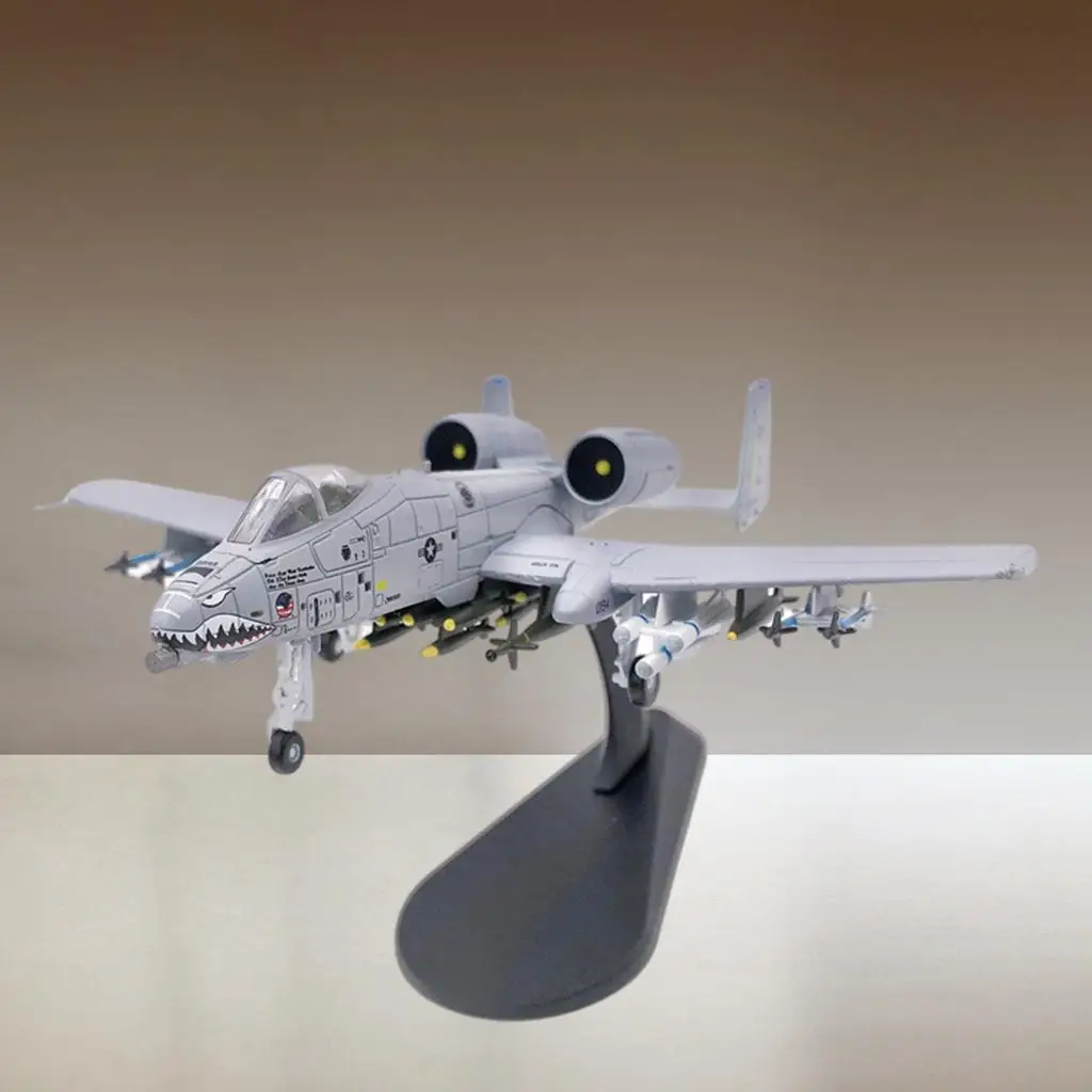 1/100 Scale Die Cast Realistic Aviation USA A-10 Attack Plane Airplane Fighter Aircraft Model Toys w/ Display Stand