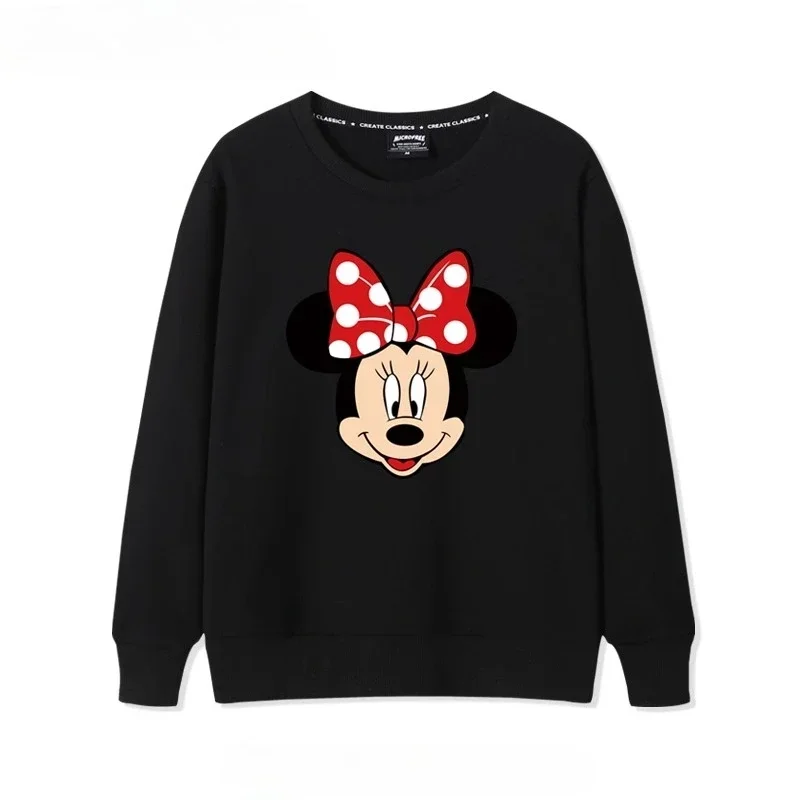 لطيف الكرتون صديقة أعلى كلية ميكي ماوس ميني طباعة الأسود طاقم الرقبة سترة الإناث المد Ins النسخة الكورية بلوزة فضفاضة
