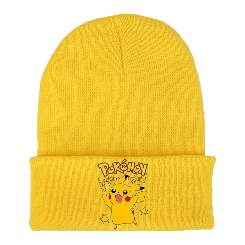 Pokemon Pikachu Child Beanies Boys Girls Knitted Hats Cartoon Anime Graphic Print Caps Heat Preservation Comfortable Party Gifts