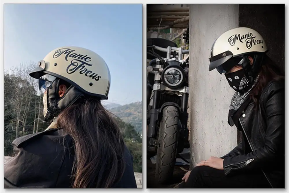 Retro Motorrad Helm DOT Zertifizierung Moto Helm Männer Frauen Halb Helm HD Objektiv Casco Vier Jahreszeiten Reiten Roller Capacetes – Detail 13