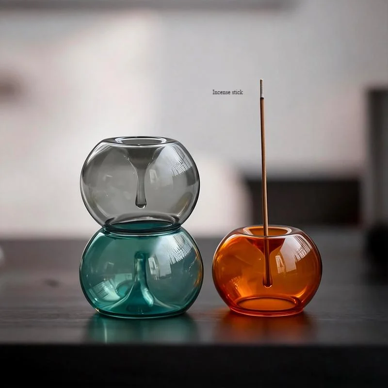 Glass Incense Holder, Round Bottom Incense Burner for Aromatherapy Meditation Home Decor, Glass Incense Stick Holder