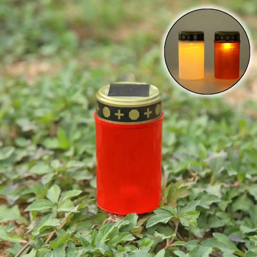 

Solar Electronic Candles Tea Light Grave Cemetery Ritual Lawn Lighting for Holloween Party Decors Props Outdoor Lamp