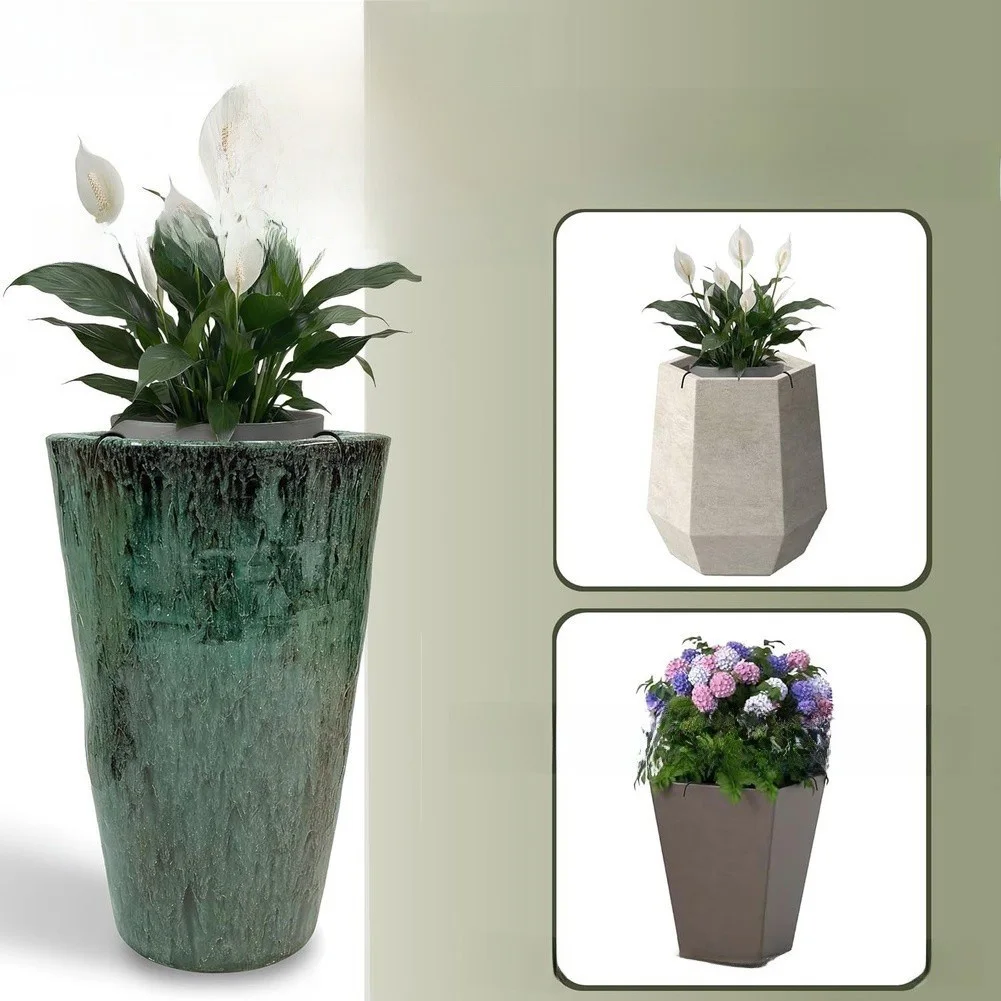 Plant Insert for Tall Pots with Adjustable Chain and 4 Hooks Designed to Elevate Roots and Prevent Overwatering