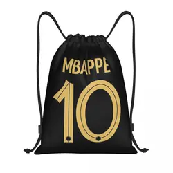 Custom Mbappes 10 Football Drawstring Bag for Training Yoga Backpacks Men Women French KM Soccer Sports Gym Sackpack