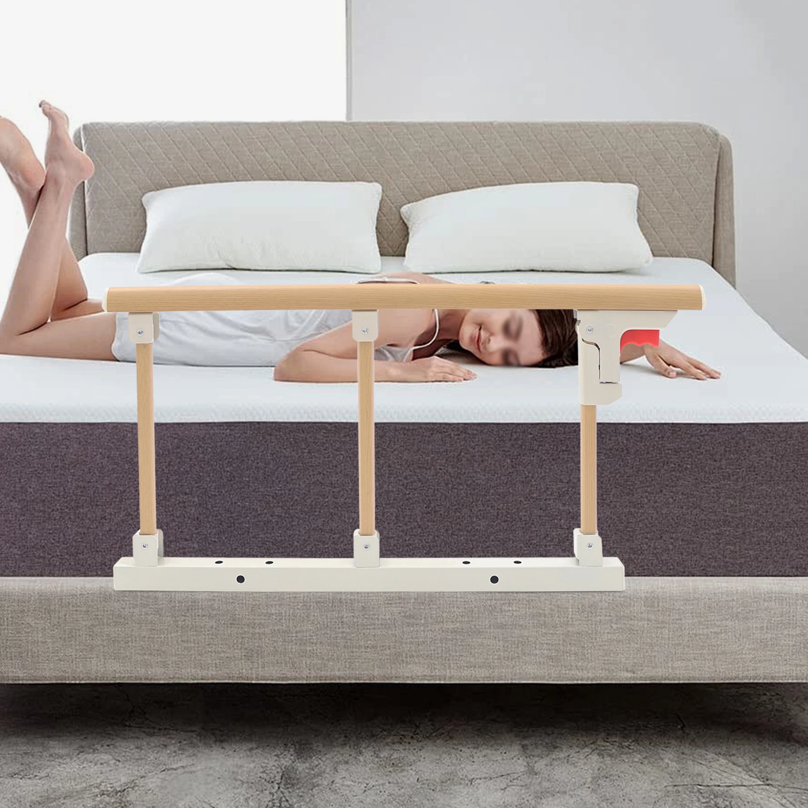 Adjustable 3-Position Aluminum Alloy Non-Slip Adult Safety Bed Rail - Foldable & Portable Bed Guard for Elderly, Seniors, Kids