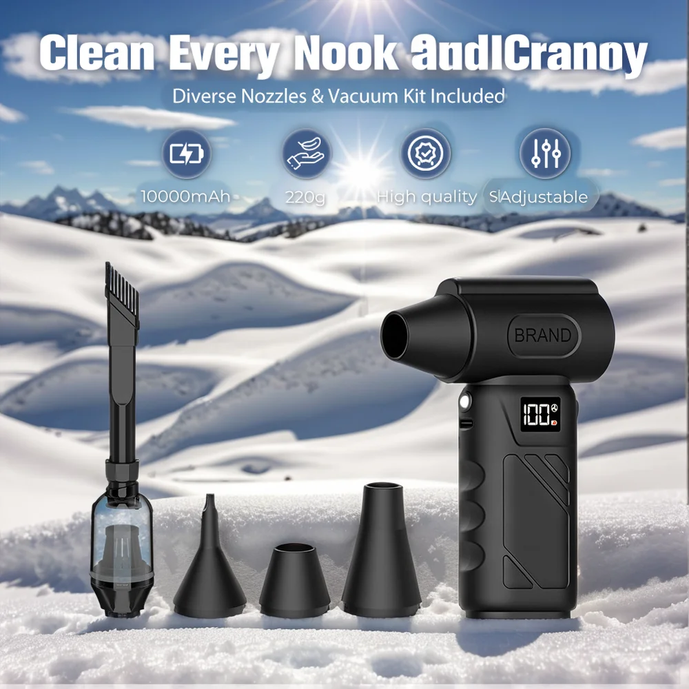 Воздуходувка 990 000 об/мин, электрический турбовентилятор, бесщеточный двигатель, высокоскоростной турбовентилятор, перезаряжаемый через USB, мощный воздуходувка для пыли