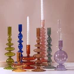 Glass Candle Holders Room Home Decor Living Romantic Candlestick Holder Wedding Birthday Dinner Decoration Portavelas Vintage