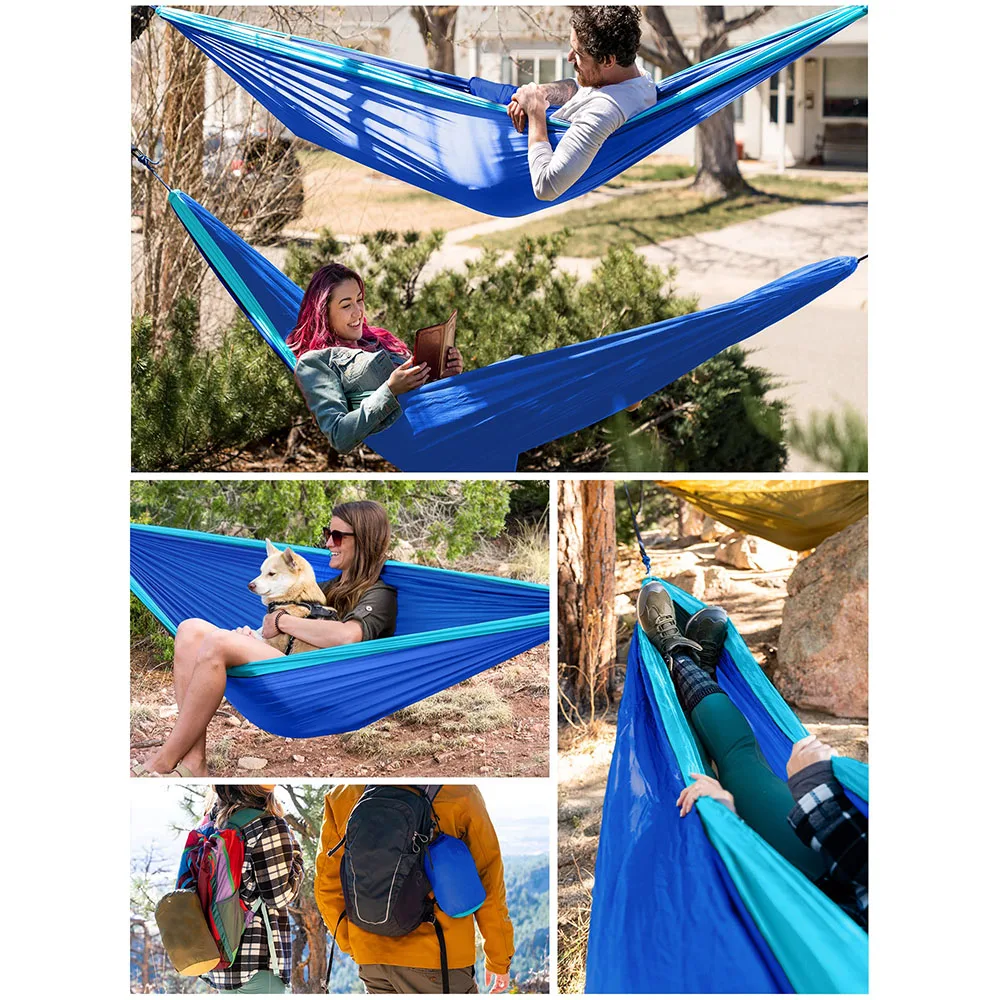 260x140cm Lightweight Double Person Camping Hammock for Outdoor Beach Backpacking Travel Hiking Portable Parachute Nylon Hammock