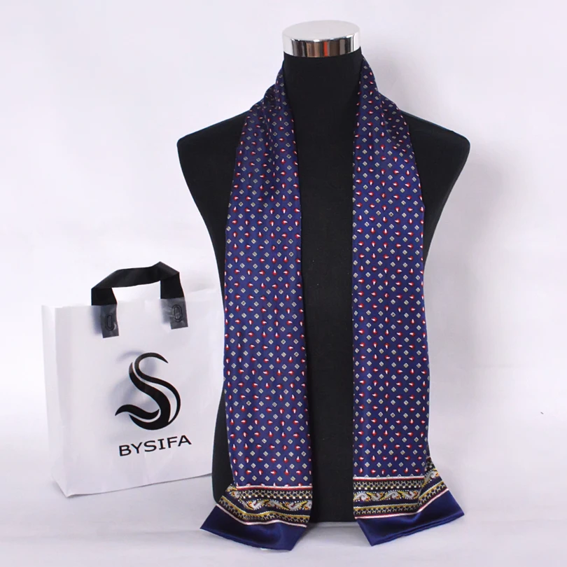 

[BYSIFA] Black Red Long Scarves For Men Fashion Accessories Male Pure Silk Scarf Cravat Winter Flowers Pattern Scarf 160*26cm