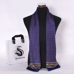 [BYSIFA] Black Red Long Scarves For Men Fashion Accessories Male Pure Silk Scarf Cravat Winter Flowers Pattern Scarf 160*26cm