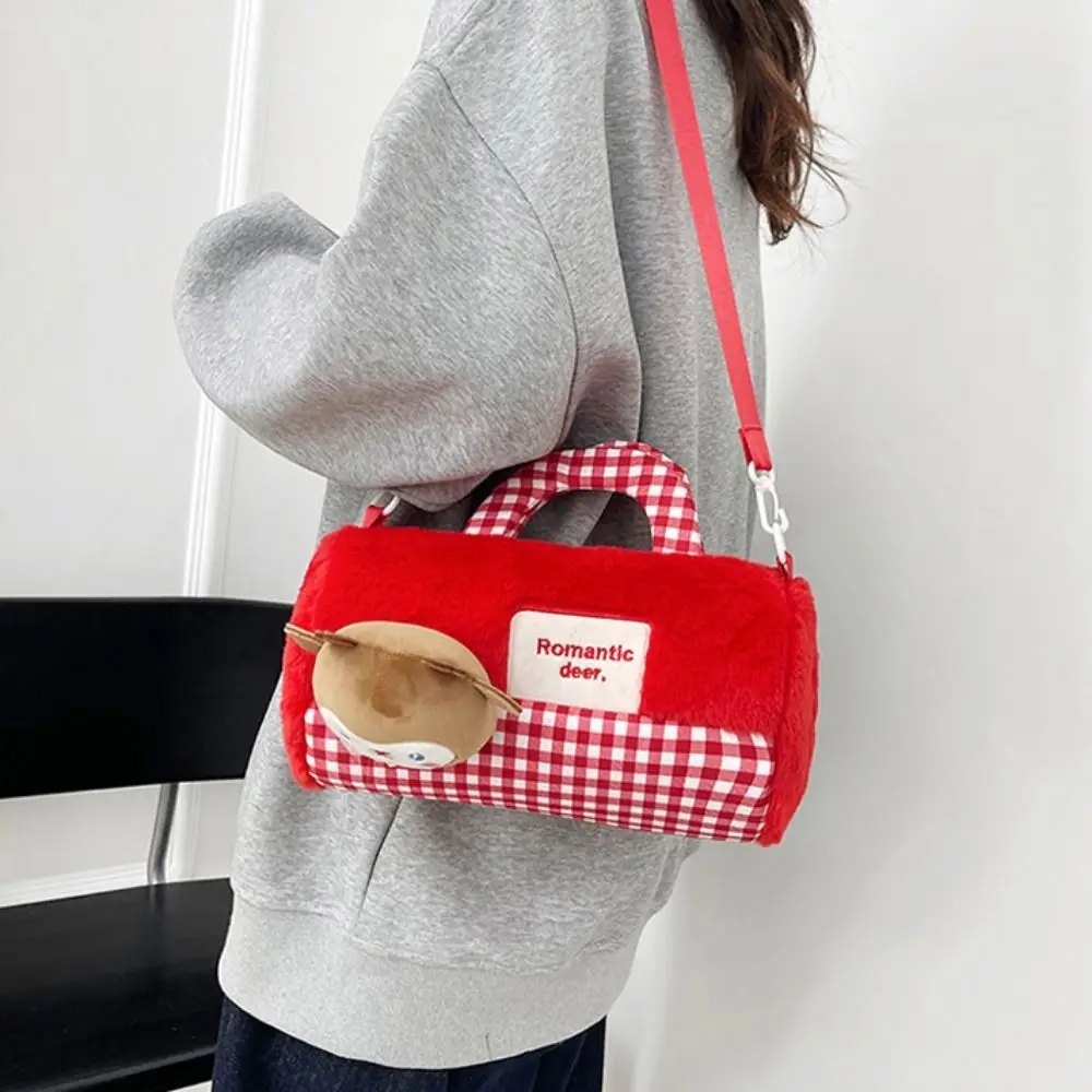 

Animals Cylindrical Plush Backpack Plush Doll Phone Bag Doll Shoulder Bag Large Capacity Cute Cartoon Plush Schoolbag Students
