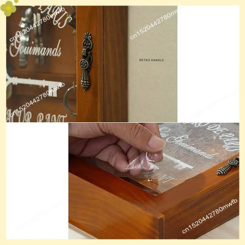 

LDHL Wooden Key Box, Retro, Wall, Key Cabinet With Magnetic Door, Durable Solid Wood Storage With 6 Hooks-A Easy To Use