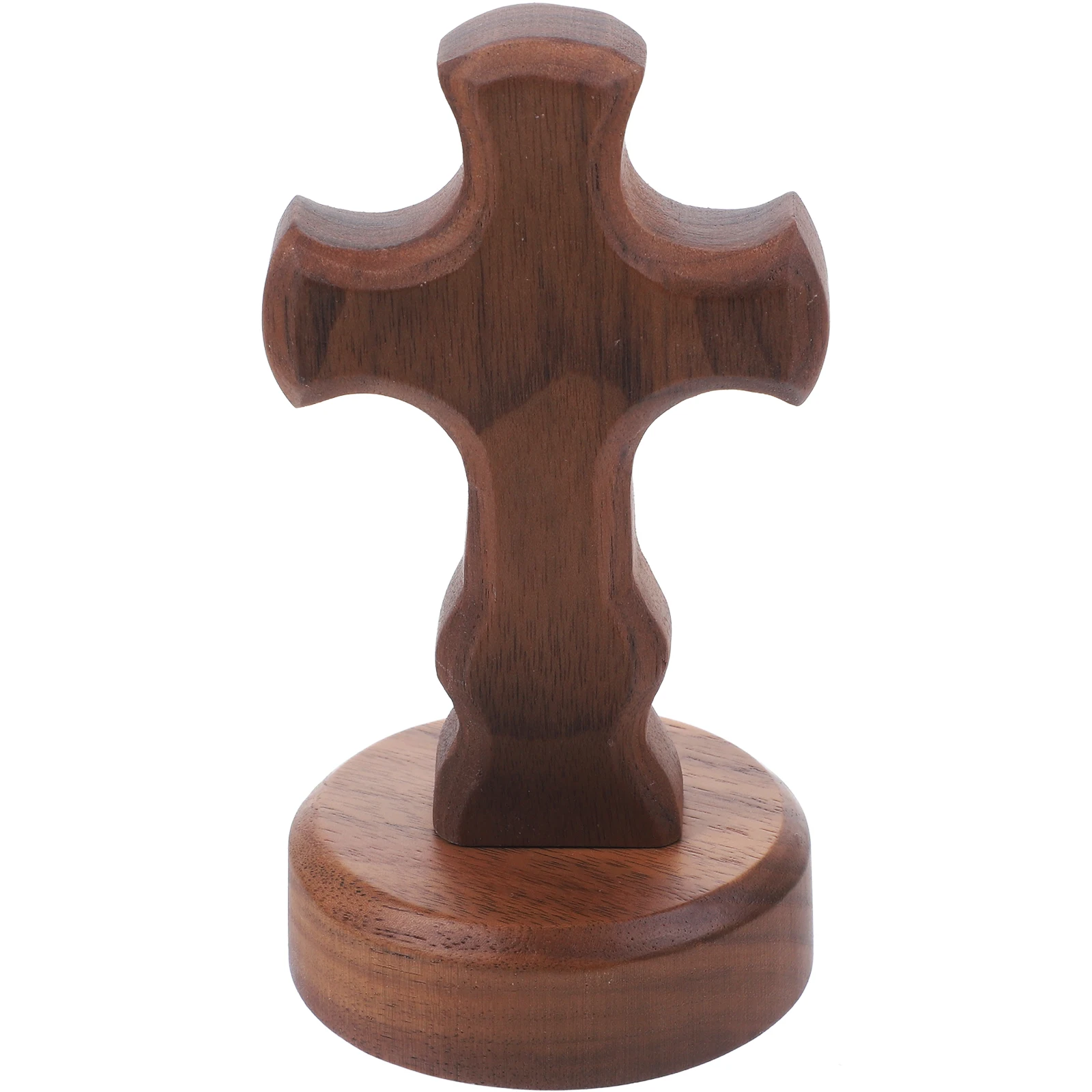 

1Set Wood Cross Decor Traditional Design Compact Size Desktop Ornament for Home Office Bedroom Wooden Cross Ornament