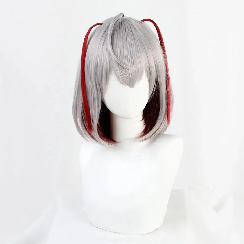 

NewArknights W Cosplay Wig Gray Red Mixed Gradient Short Heat Resistant Synthetic Hair Halloween Carnival Party Role Play + Wig