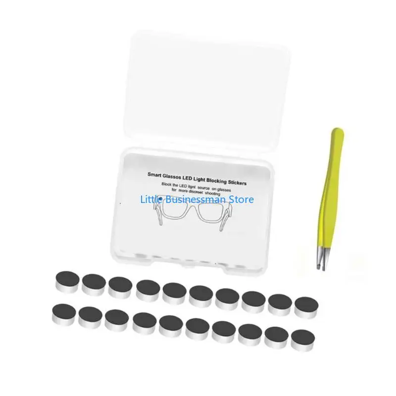 Glasses Light Cover Stickers 20 Covers with Tweezer and Storage Case for Daily Carry, Travel Backup, Public Wear, Commute Use