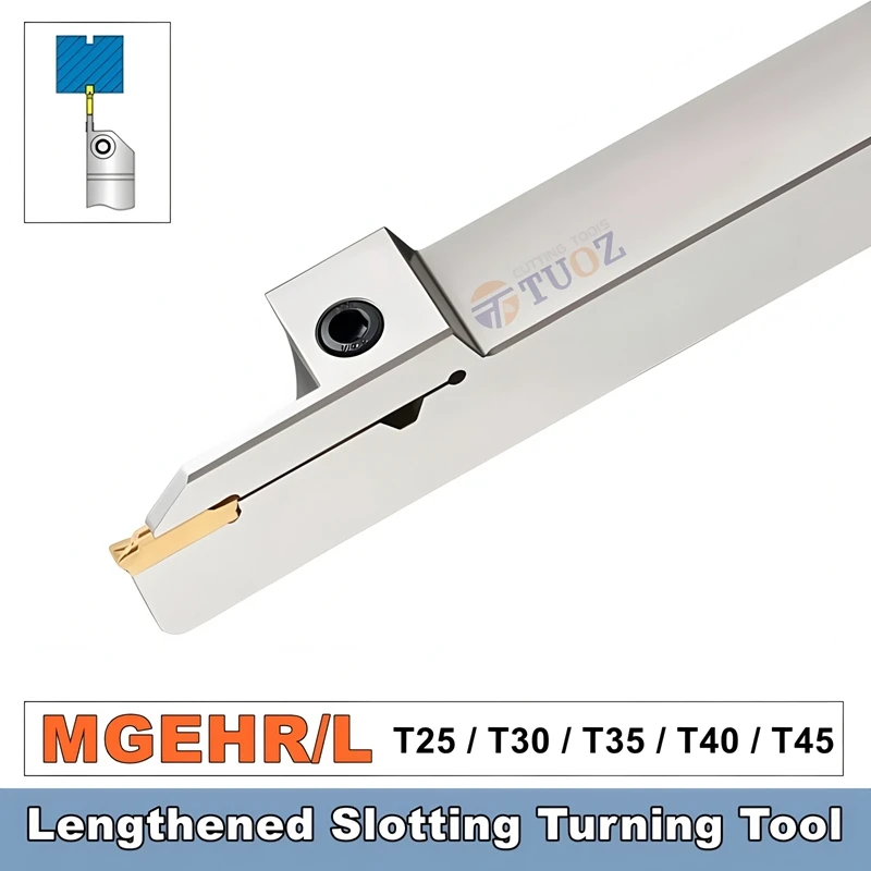 Herramienta de torneado y ranurado alargada TUOZ MGEHR 2020 2525 -2T25 -2T30 -3T25 -3T30 -3T35 -4T30 -4T40 16-25mm Portaherramientas externo CNC
