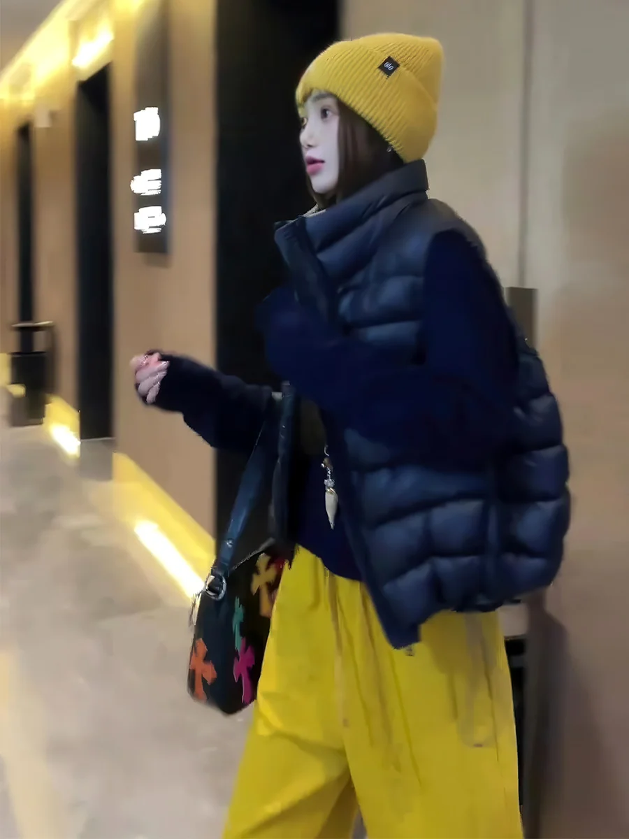 Kamizelka puchowa damska Bla Du, lekka, z wysokim kołnierzem, odzież wierzchnia na jesień i zimę, modna, uniwersalna, ciepła kurtka.