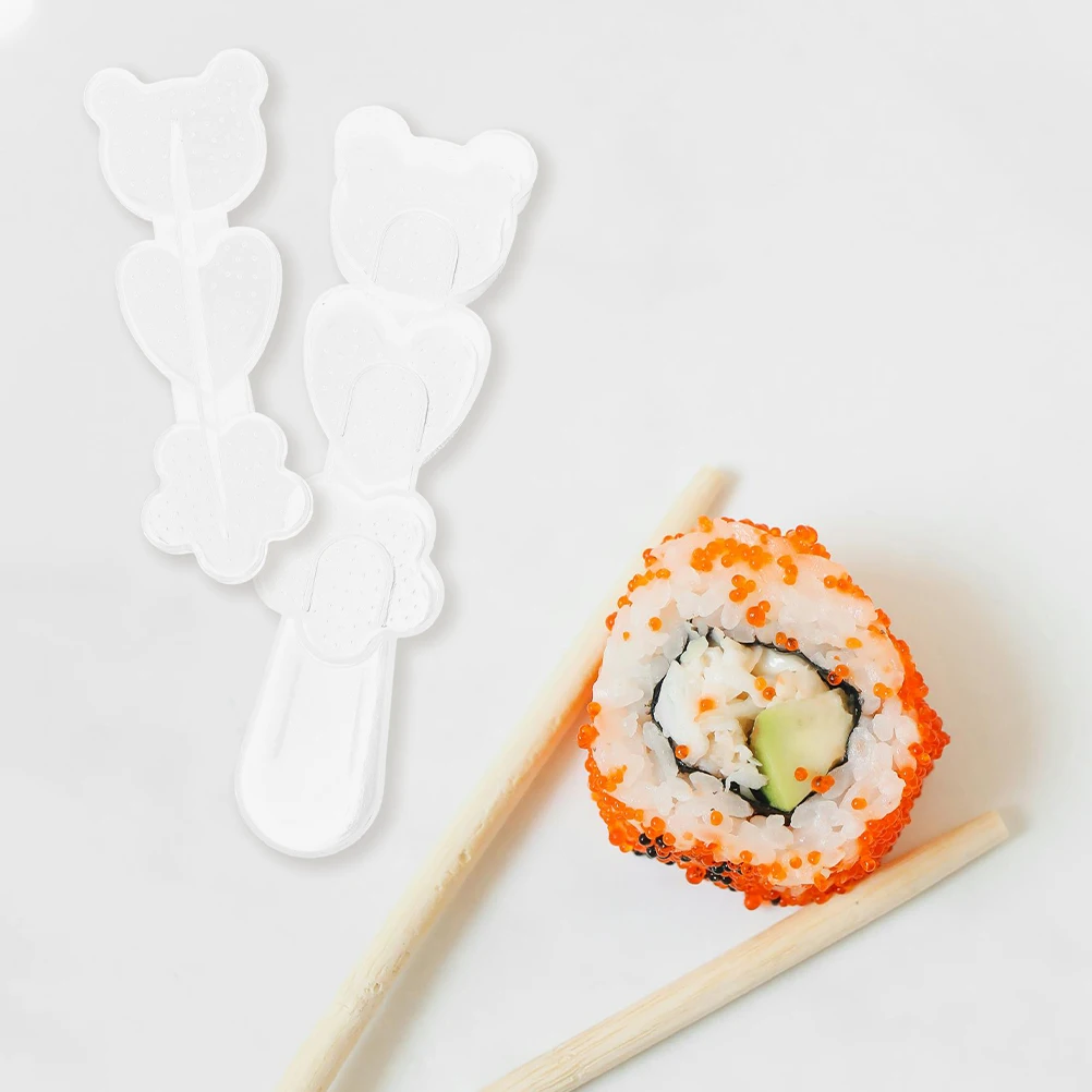 

4 Pcs Food Supplement Tool Rice Ball Mold Maker Plastic Cute Cartoon Sushi Mould