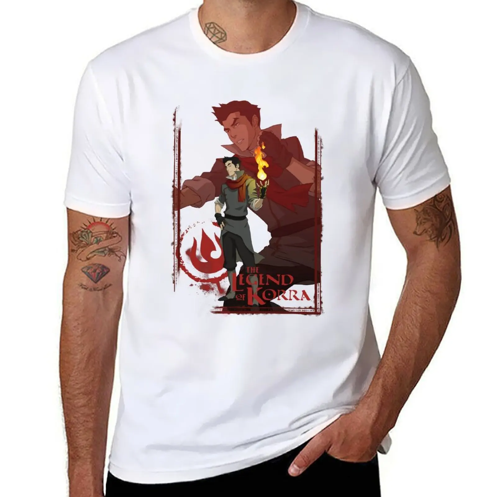 

The Legend Of Korra Mako Firebender Distressed Portrait T-Shirt for a boy mens big and tall t shirts