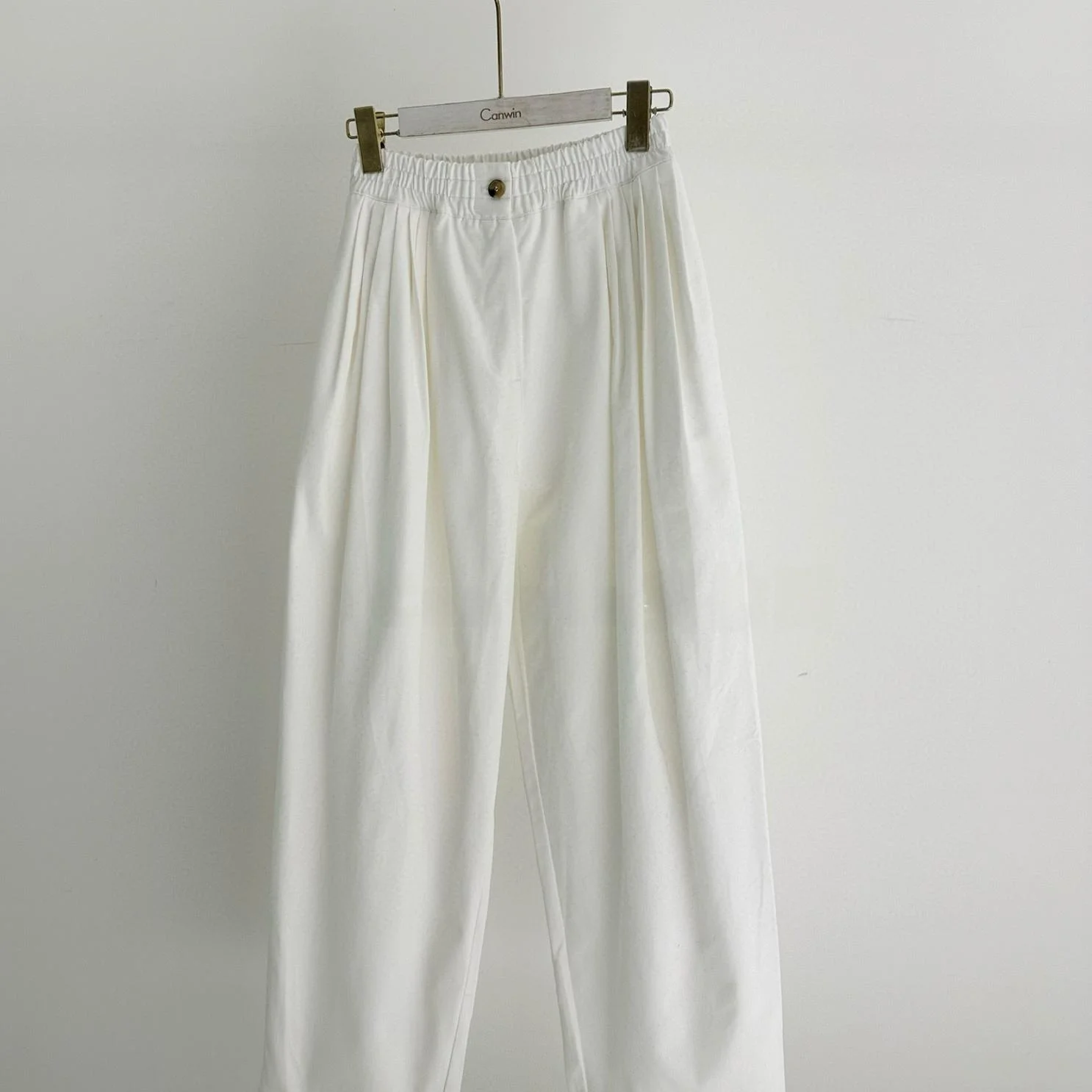 Moondal  Vintage Folded Loose Casual Pants Women's Wide Leg Cotton Trousers Autumn Winter Simple White Leisure Pants