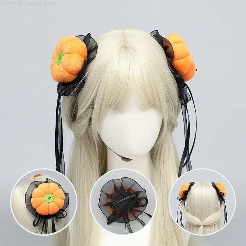 Nuova zucca di Halloween carino Lolita Cosplay fermagli per capelli donna copricapo per adulti arancione viola un paio di copricapo oggetti di scena per feste di carnevale