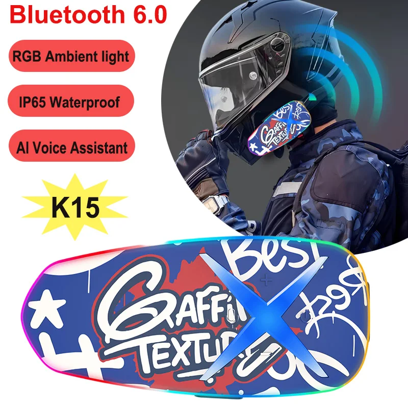 

Bluetooth 6.0 Motorcycle Helmet Headset Hands-free Call Phone Wireless Motorcycle Waterproof Earphone with Ambient Light