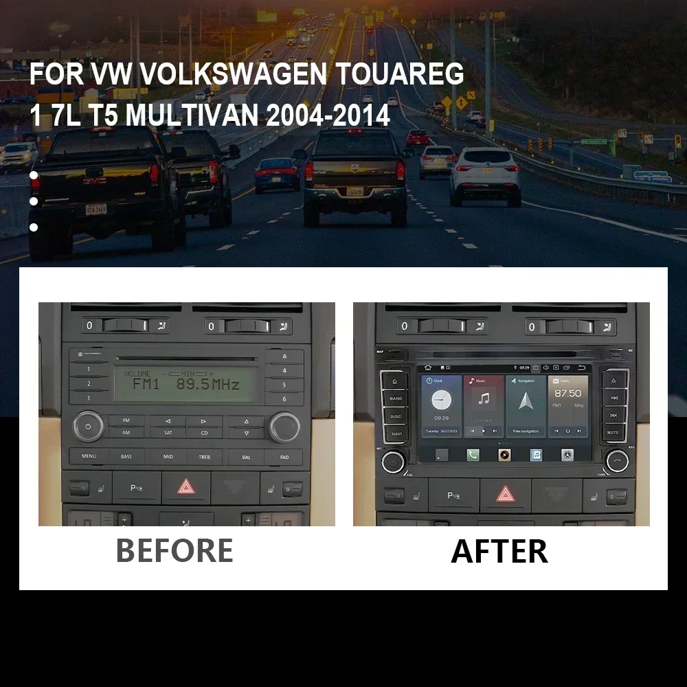 CHSTEK Car Radio DVD Carplay For VW Volkswagen Multivan T5 Touareg 1 7L 2004-2014 Multimedia Bluetooth GPS WIFI Android 14 Audio