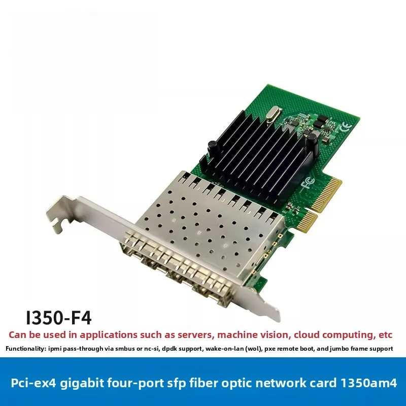 For Intel I350-F4 PCI-E x4 Gigabit Quad SFP Port Server Network Card