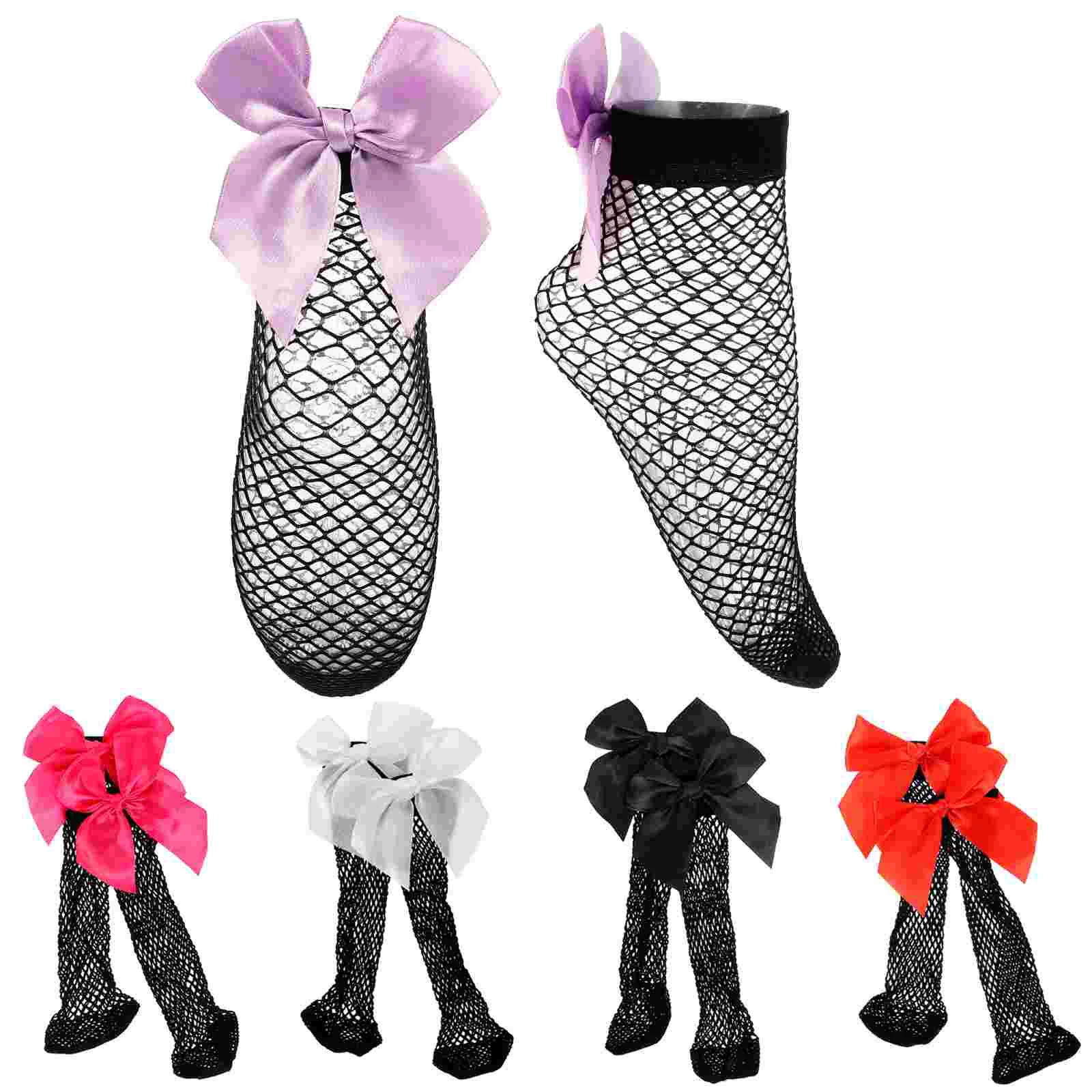 

5 Pair Darknet Socks with Bowknot Non-slip Tie 2300X800X010CM Japanese Style Women's