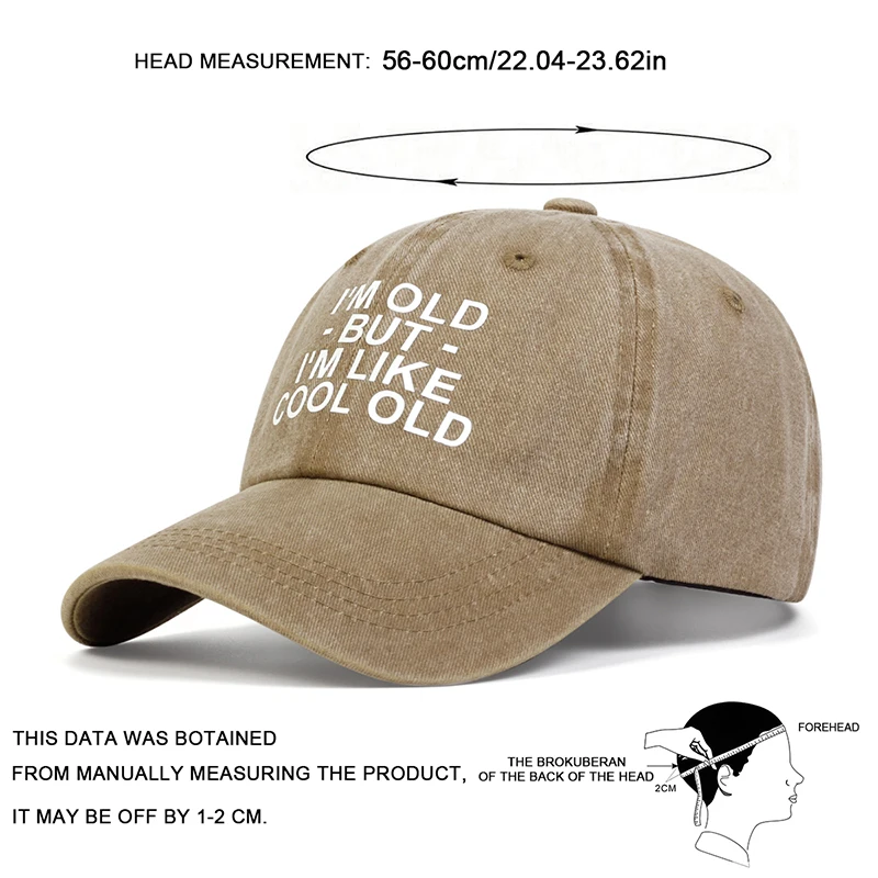 Unisex IM OLD BUT IM LIKE COOL OLD Print Wash Baseball Caps Spring and Autumn Outdoor Adjustable Casual Hats Sunscreen Hat