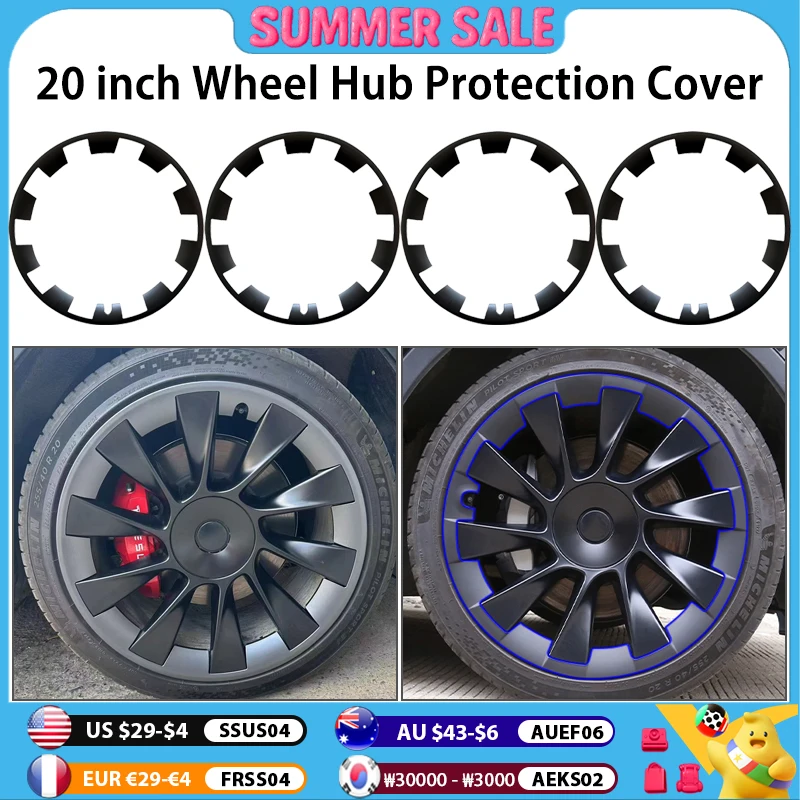 

For Tesla Model Y 20 Inch Rim Wheel Hub Protection Patch Protectors ABS Wheel Guard Covers Accessories Auto Exterior 2018-2024