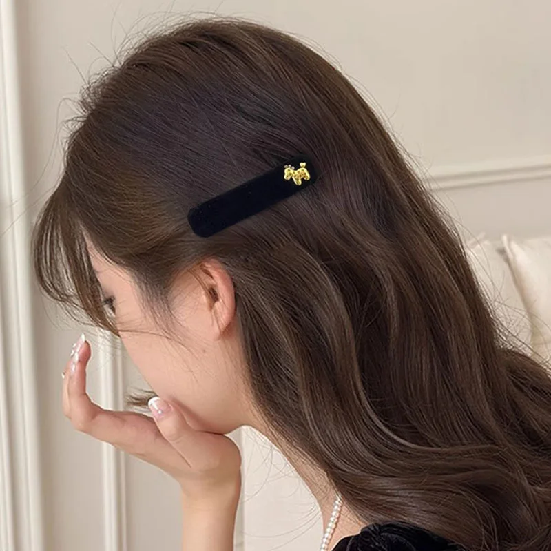 

Premium Pony Velvet Hairpin Bb Clip New Side Clip Bangs Temperament Retro Exquisite Hairpin Hair Accessories