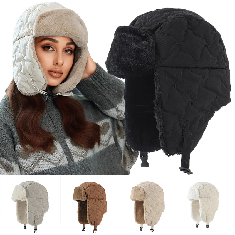 Unisex warme Wintermützen Trapper Cap Mode einfarbig Aviator Patrolman Trooper Earflap Flaps winddichte Skimütze Bomberhüte