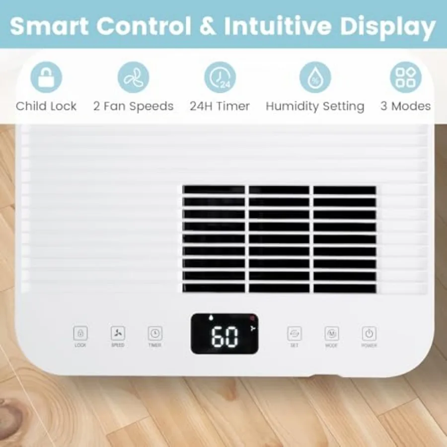 مزيل الرطوبة 4500 قدم مربع للمنزل والمساحات الكبيرة: سعة 54 لتر مثالية لطابق السفلي في الحمام وغرفة النوم مع استنزاف مستمر