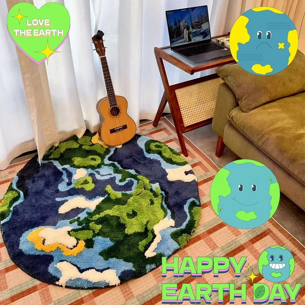 Earth Flocked Carpet Bedroom Bedside Blanket Simple Living Room Sofa Coffee Table Mat Three-dimensional Plush Absorbent Foot Mat