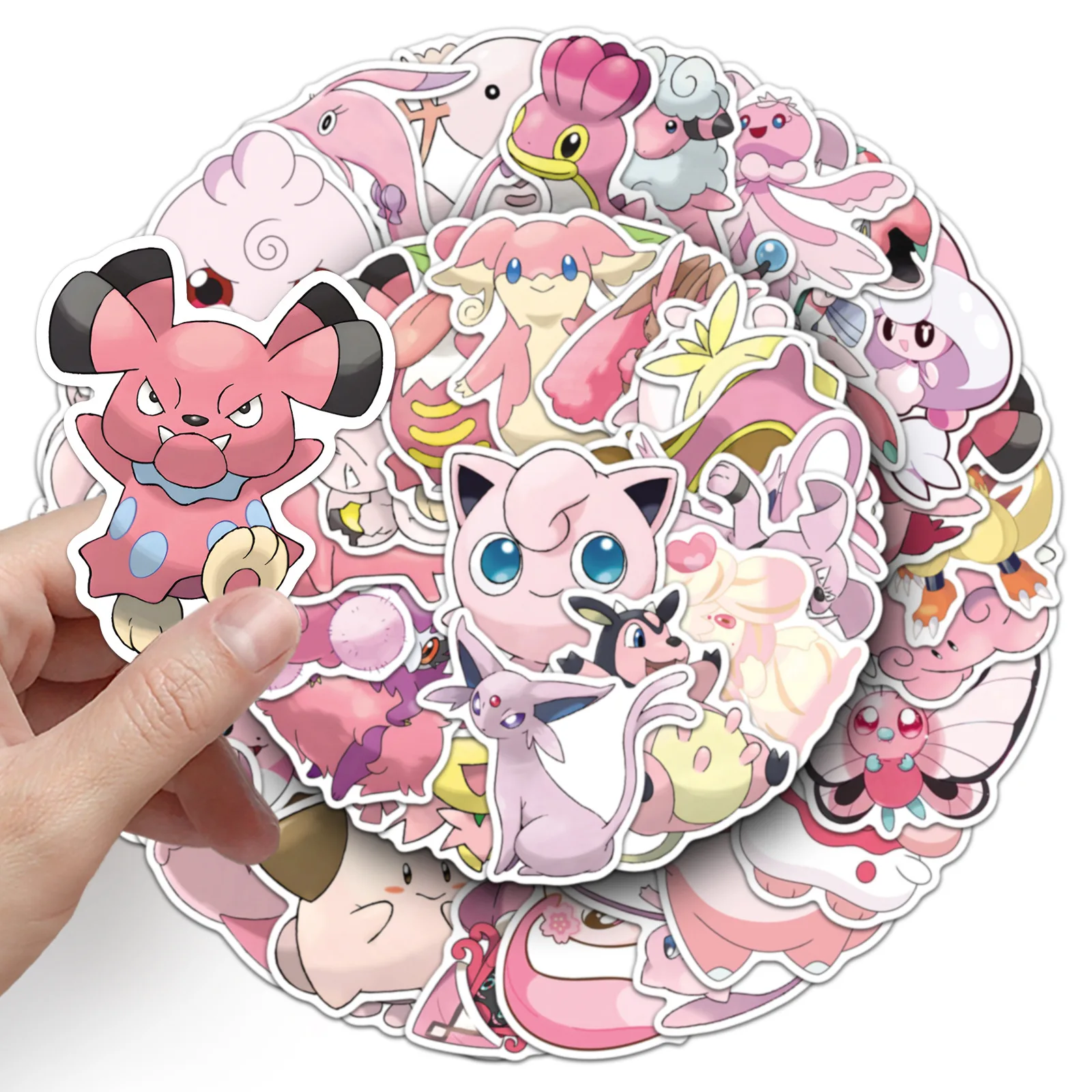 

50PCS Pink Pokemon Stickers Cute Sylveon Jigglypuff Cartoon Toys Laptop Phone Guitar Car Bike Decoration Graffiti Decals
