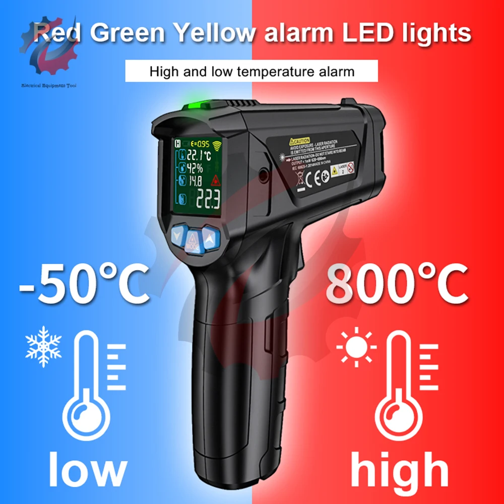 Termômetro Infravermelho com Tela Colorida Digital Pirômetro sem Contato Termômetro Alta Precisão Testador de Temperatura do Laser Medidor Ir02c