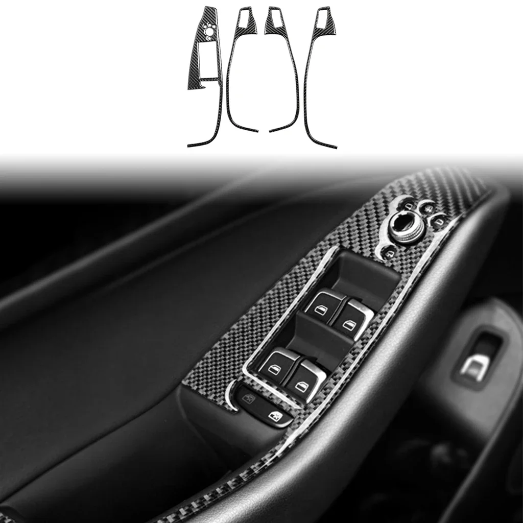 

Real Carbon Fiber Car Styling Door Armrest Panel Cover Window Glass Lift Buttons Frame Trim For Audi Q5 2009 2010 2011 - 2017