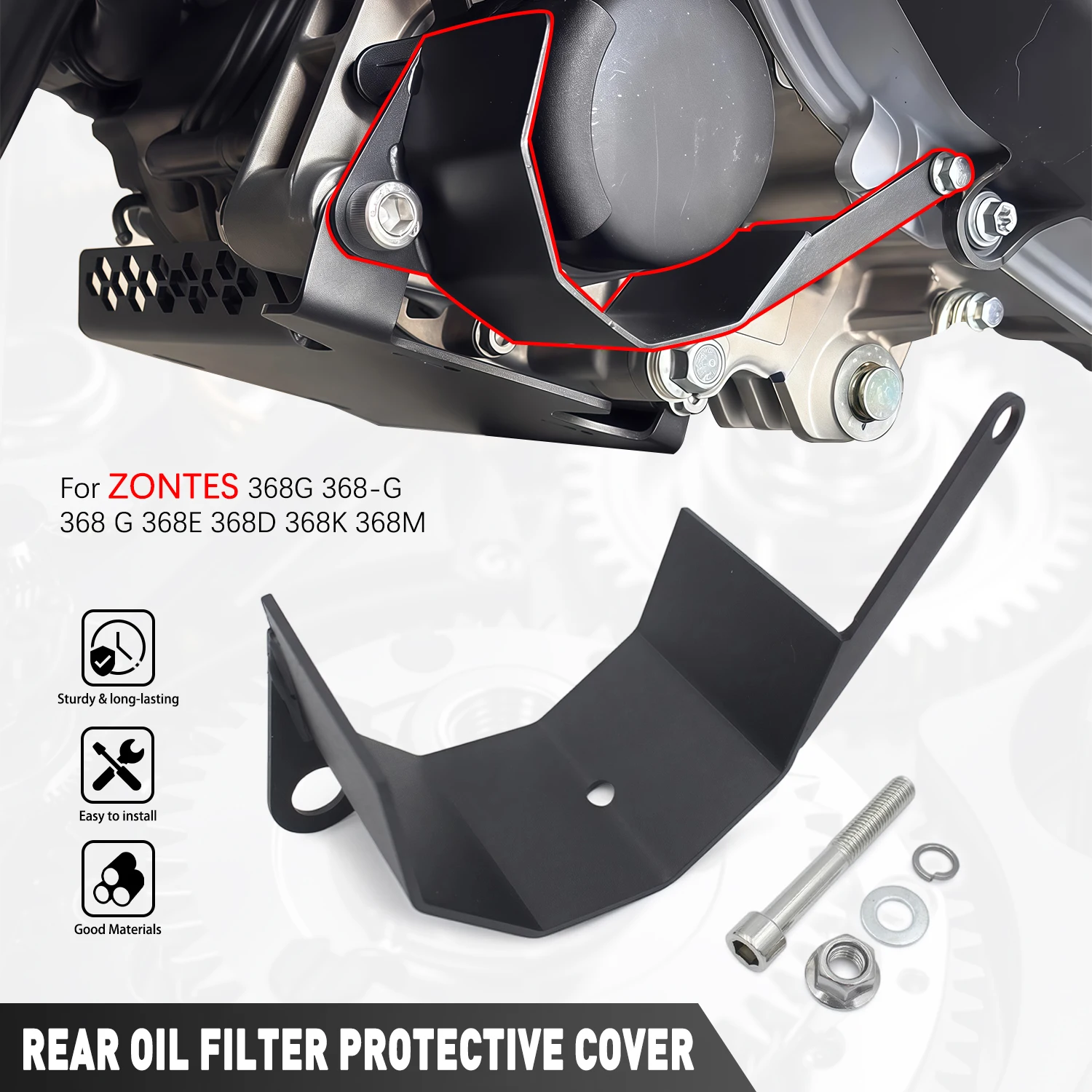 Motorradzubehör Hinterer Ölfilter Schutzabdeckung Schutz für ZONTES 368G 368-G 368 G 368E 368D 368K 368M