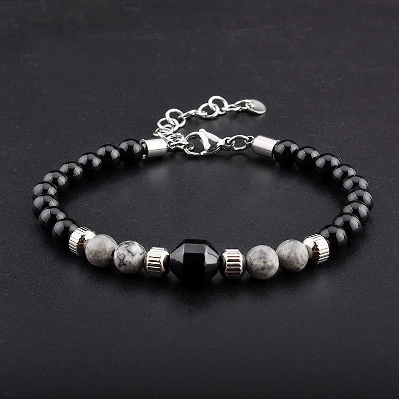 6mm Tiger Eye Beads Strand Bracelets Men Women Charm Stainless steel Chain Colorful Natural Stone Bracelet Male Jewelry Gift