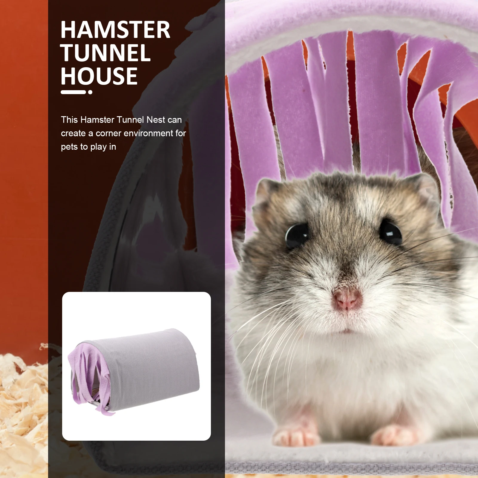 

Small Pet Tunnel Tassel Design Hamster Hideout Nest For Guinea Pig Rabbit Chinchilla Pets Cooling Mat Durable No