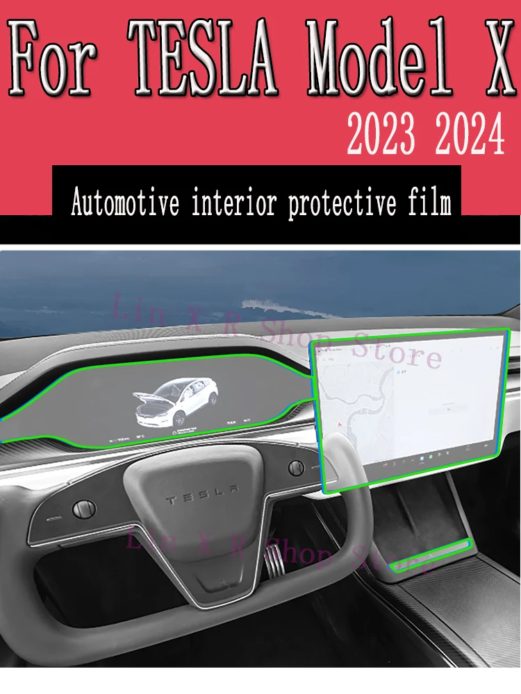 

For TESLA Model X （2022 2023） Car Gearbox Panel Film Dashboard Protective Sticker Interior Screen Anti-Scratch Accessories